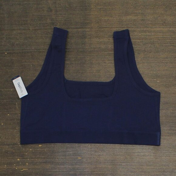 NWT Gap Body Logo Comfort Square-Neck Knit Bralette GPW01052 Elysian Blue XL - Picture 2 of 4